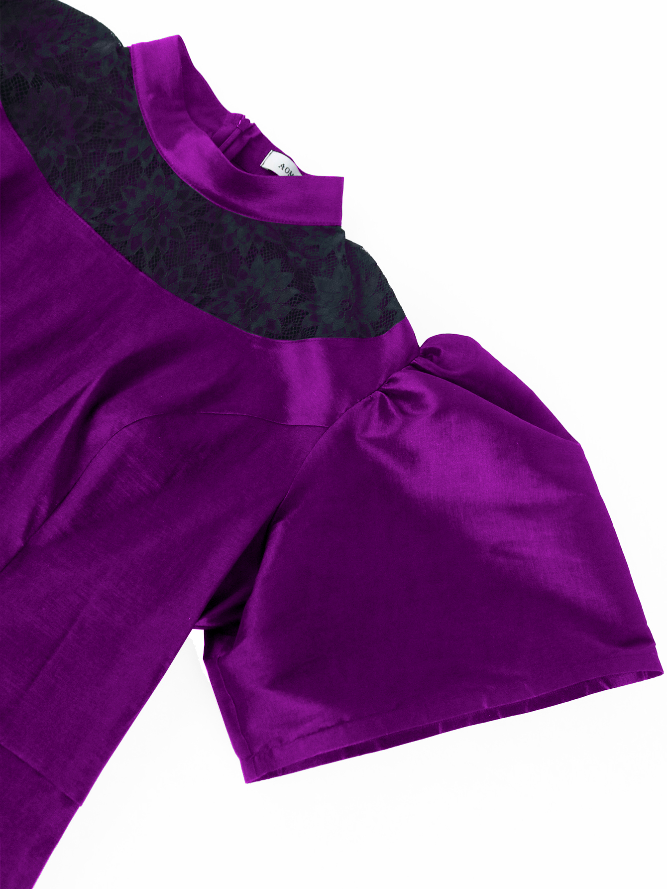 Black Purple Long Dress For Woman Elegant Sheath Short Puff Sleeves Lace Patchwork Sexy High Slit Formal Party Wedding Plus Size Gowns