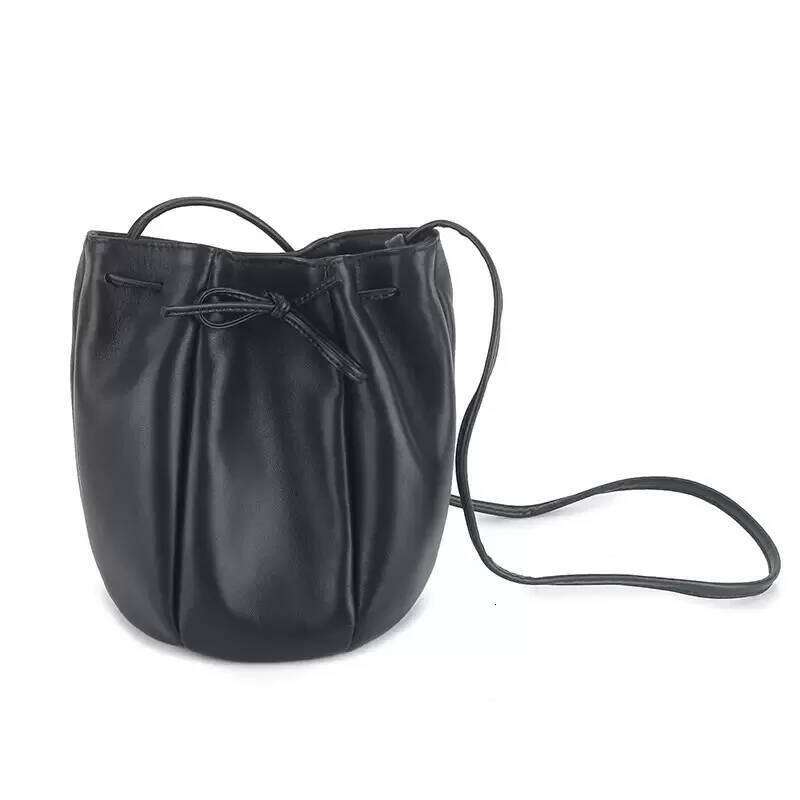 Sheepskin Drawstring Bucket 2025 New Spring Niche Design Genuine Leather Shoulder Soft Women's Mini Yellow Crossbody Bag