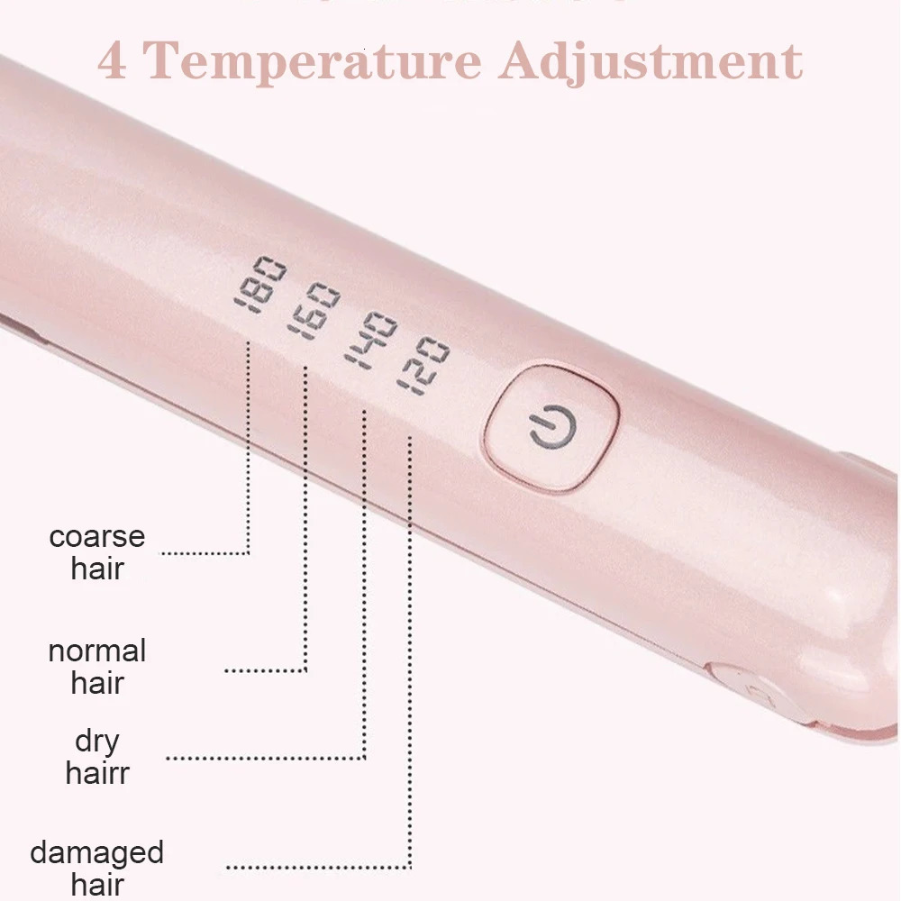 Wireless Hair Straightener Mini Curling Iron Fast Warm-up Ceramic Straightening Styling Tool Four-gear Temperature Adjustment 250605
