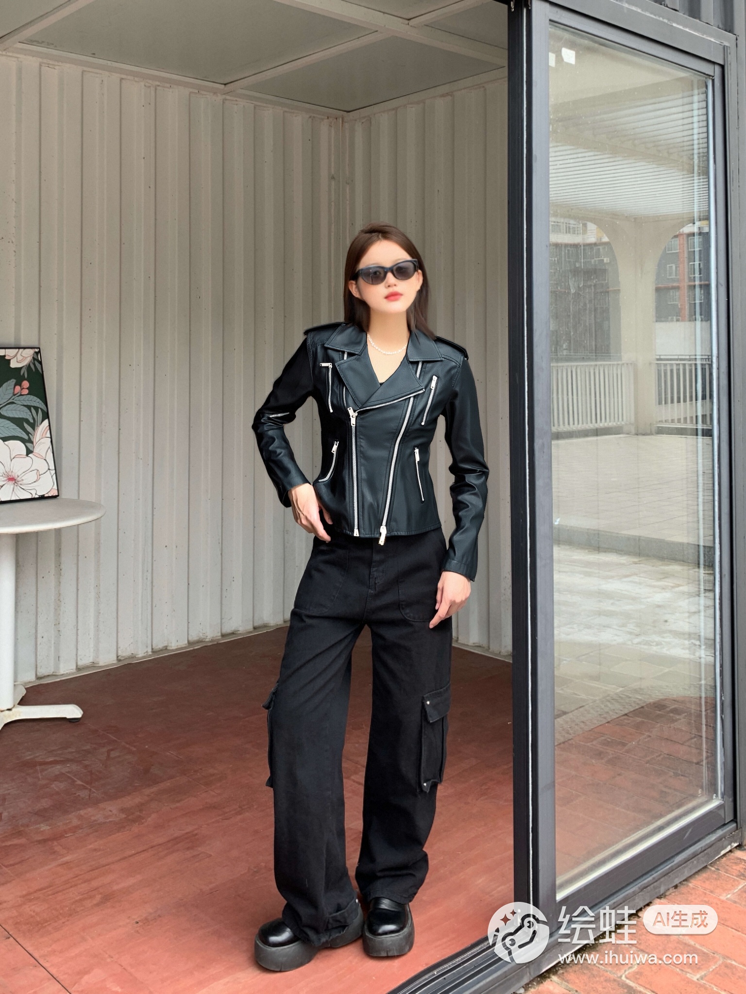 Leather jacket for women in Spring and Autumn, new Korean version, slim fit, fashionable, double zipper motorcycle leather jacket, short top