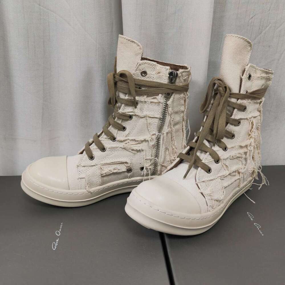 2025 Summer New Thick-Soled Casual Men's with Tassels, Comfortable Lace-Up Canvas Sneakers, Breathable High-Top Single Shoes