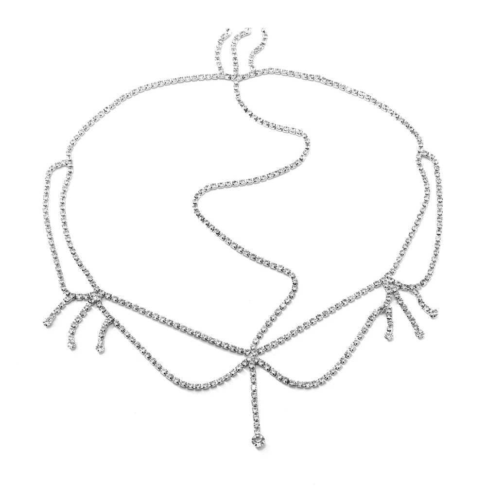 Indian Bridal Head Chain Luxury Bling Crystal Tassel Forehead Hair Jewelry Headband For Women Wedding Bride Headdress Z250605