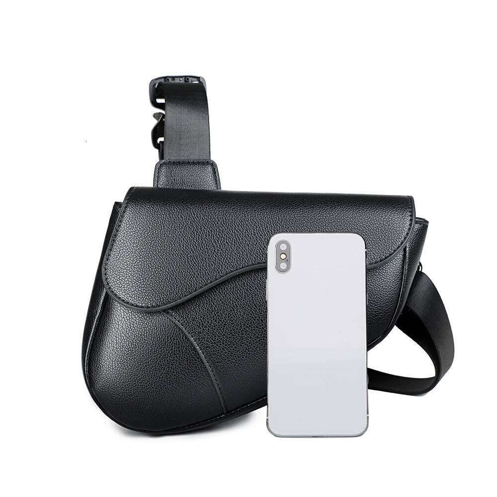 Men's solid color PU leather saddle shoulder crossbody bags chest bolsos para hombre sacoches hommes bag for man