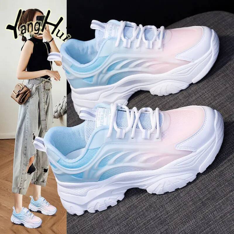 Ddmyoutdoor Mixed Colors Breathable Platform Sneakers New Casual All Match Mesh Lightweight Sprots Running Shoes Fashion Spring Autumn Outdoor Shoes
