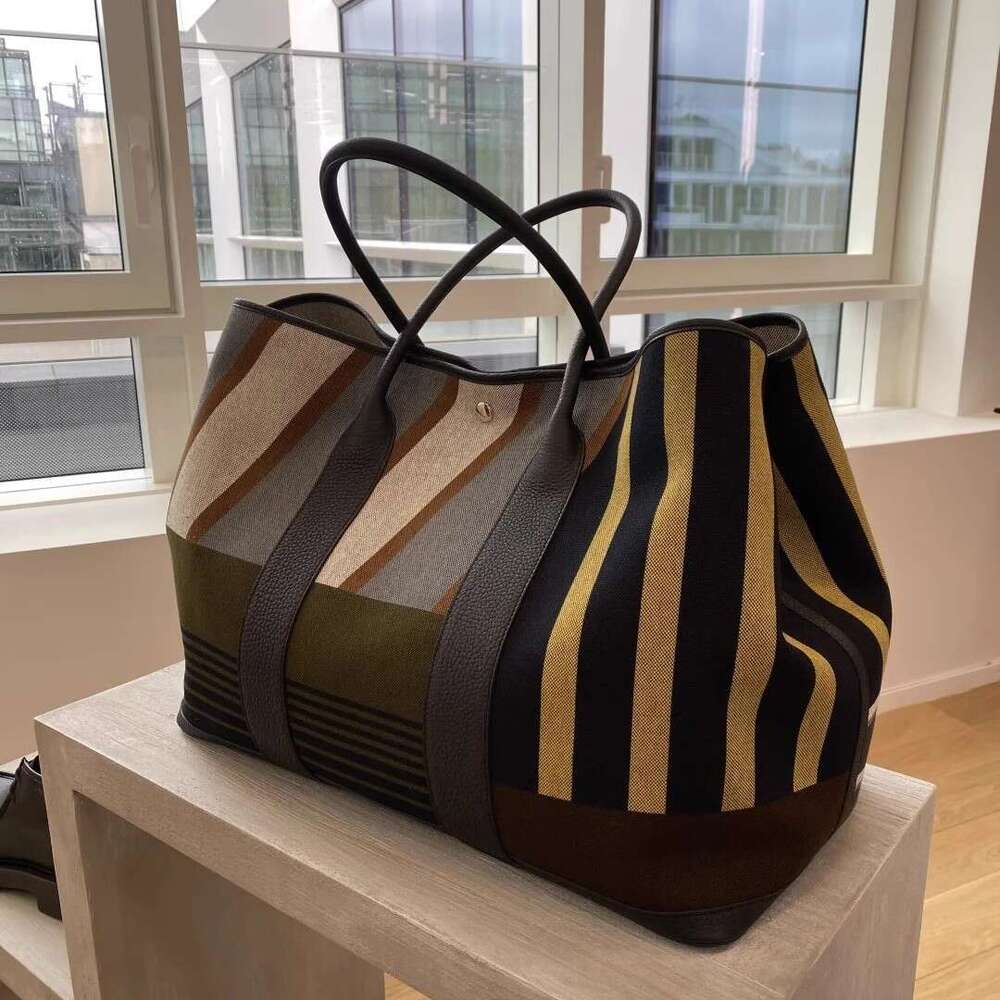 designer bag tote bag Trendy Striped Color Block Large Capacity Commuter Tote Niche High End Women s Bag