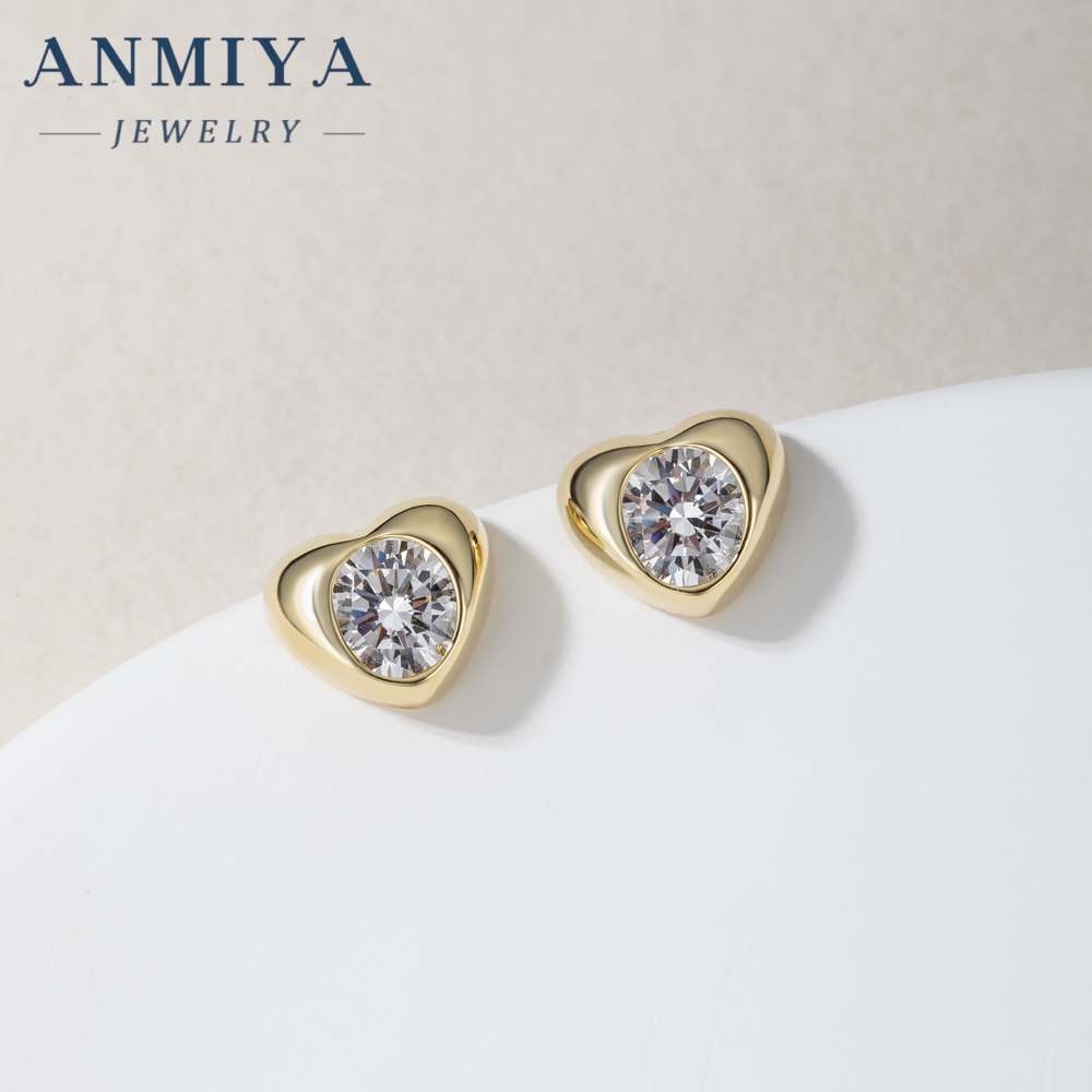 Wholesale Jewelry Heart Shape Zircon Necklace 925 Silver Jewelry Set for Women 18K Gold Plated Necklace Earring