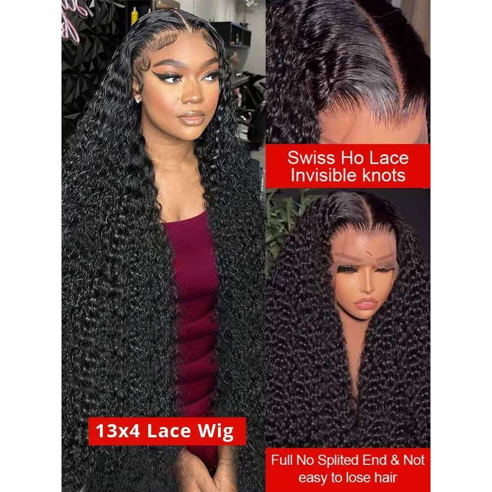 Mossily 40 42 Inch 13x6 Curly Lace Front Human Hair Wigs For Black Women Pre Plucked Transparent 13x4 Deep Wave Frontal Wig