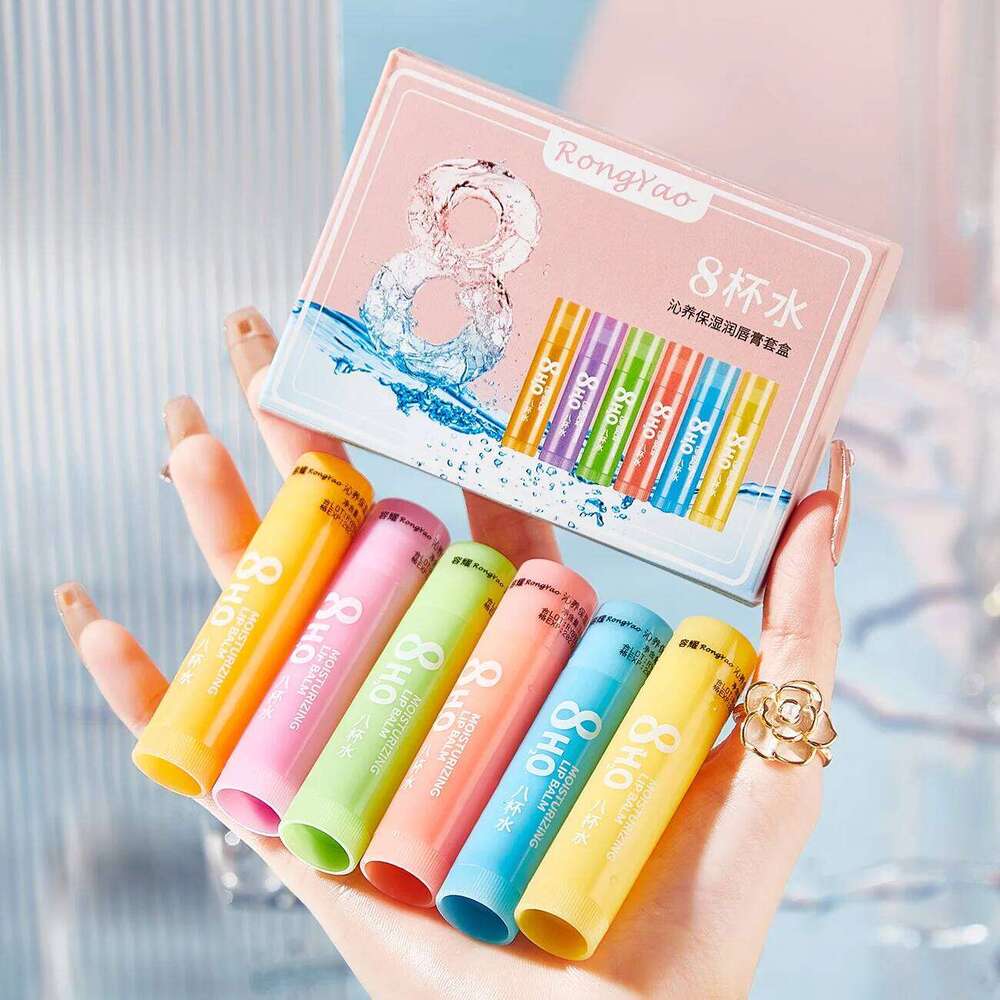 6pcs/Set Fruits Lipstick Sets Moisturizing Lip Balm Kit Orange Grape Aloe Strawberry Brightening Hydrating Lips Skin Care free shipping