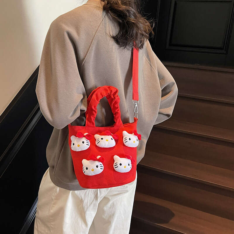 Cute Girl Handbag Cartoon Plush Doll Children's 2025 New Single Shoulder Crossbody Women's Bucket Bag Trendy