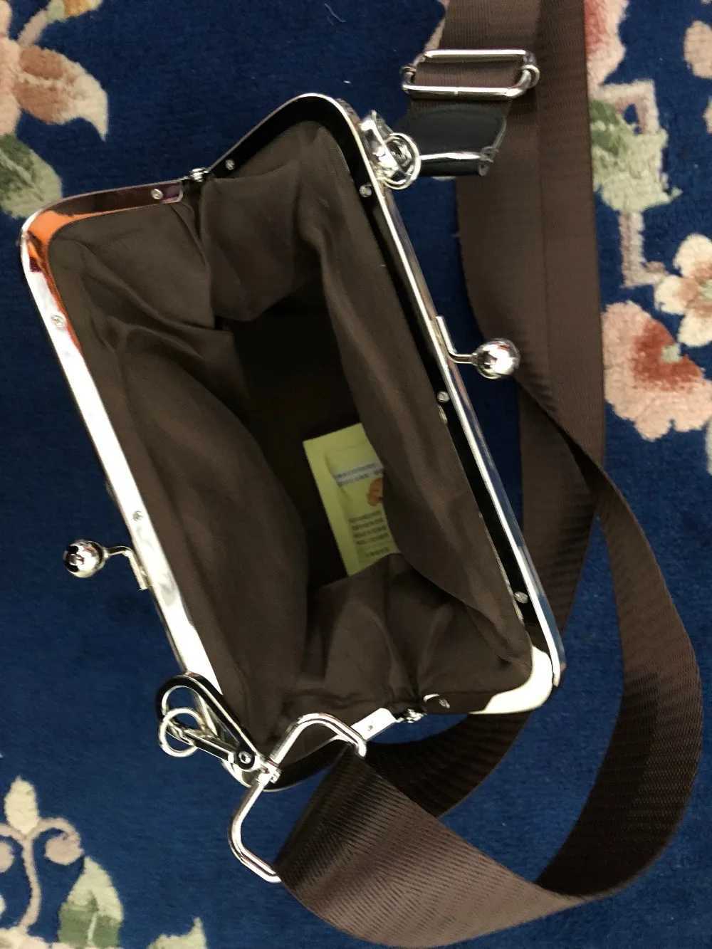 Women Messenger Bag Retro Kiss Lock Shoulder Crossbody Bags for Female Clip Bag Black PU Leather Handbags Phone Purse bolsas M250606