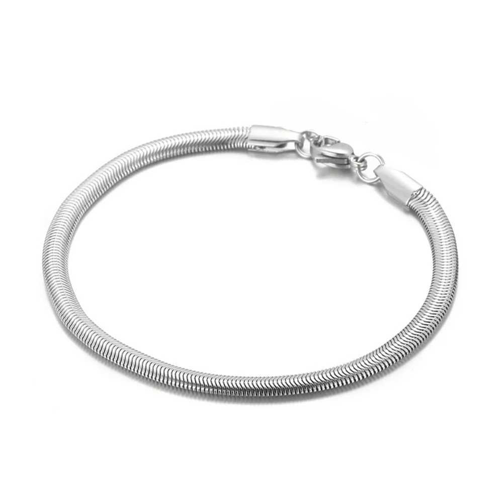 Punk Silver Plated 5MM Flat Snake Chain Bracelet For Women Men 316L Stainless Steel Fashion Classic Charm Bracelets Jewelry W250606