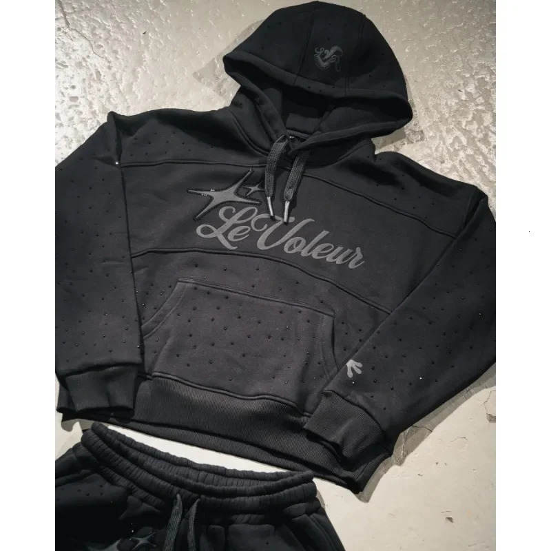 Street Bright Brick Set Letter Drawstr Long-sleeved Hoodie for Men Y2K 2-piece Fashion Able Sports Versatile Sets American 250605