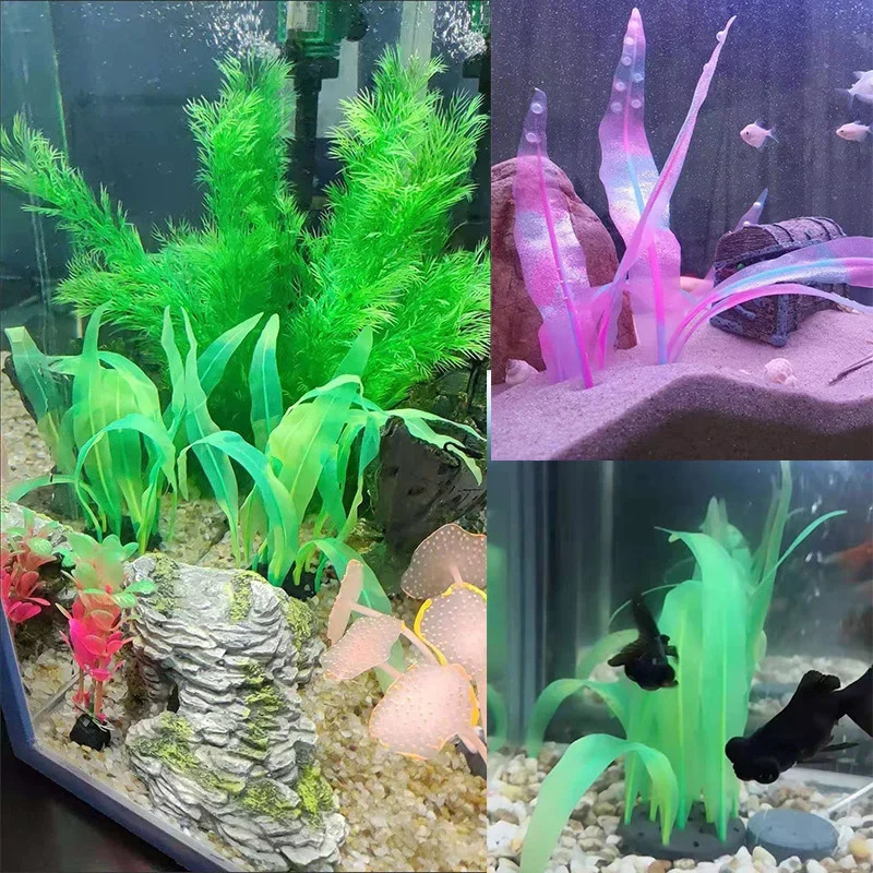 Artificial Swim Glow Kelp Aquarium Decoration Aquatic Plants Water Grass Fish Tank Ornaments Underwater Landscape Accessories 250604