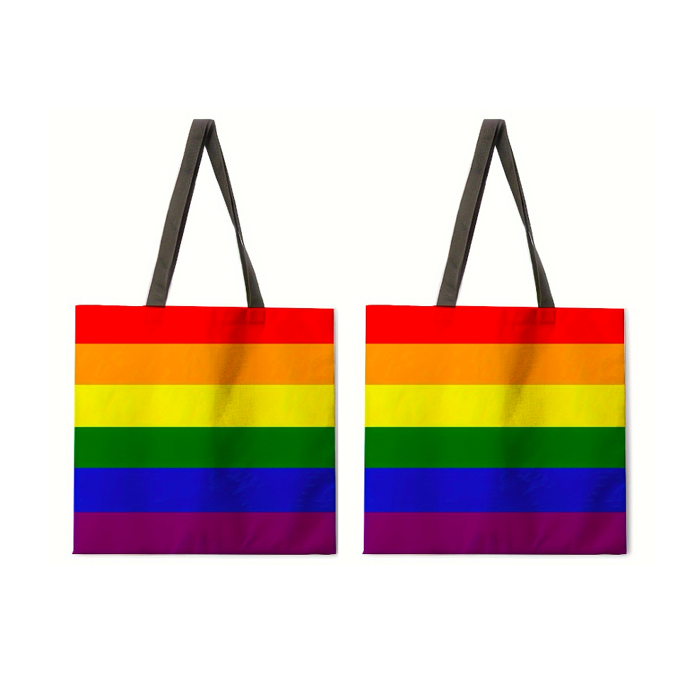Colorful Rainbow Print Single Strap Tote for Everyday Use - Eco-Friendly Shopping Bags 2025 Fashion