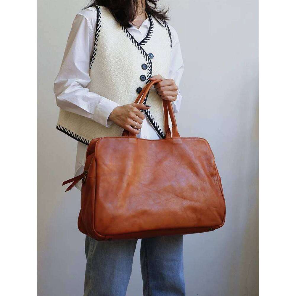 Soft Genuine Leather Women Handbag Big Tote Female Laptop Commuter Portable Travel Bag Business Lage Bags 2025 New