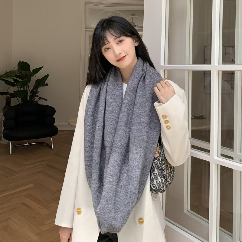 T900 autumn and winter new solid color ribbed large scarf warm couple fashion student scarf neck protection all-match thickened scarf