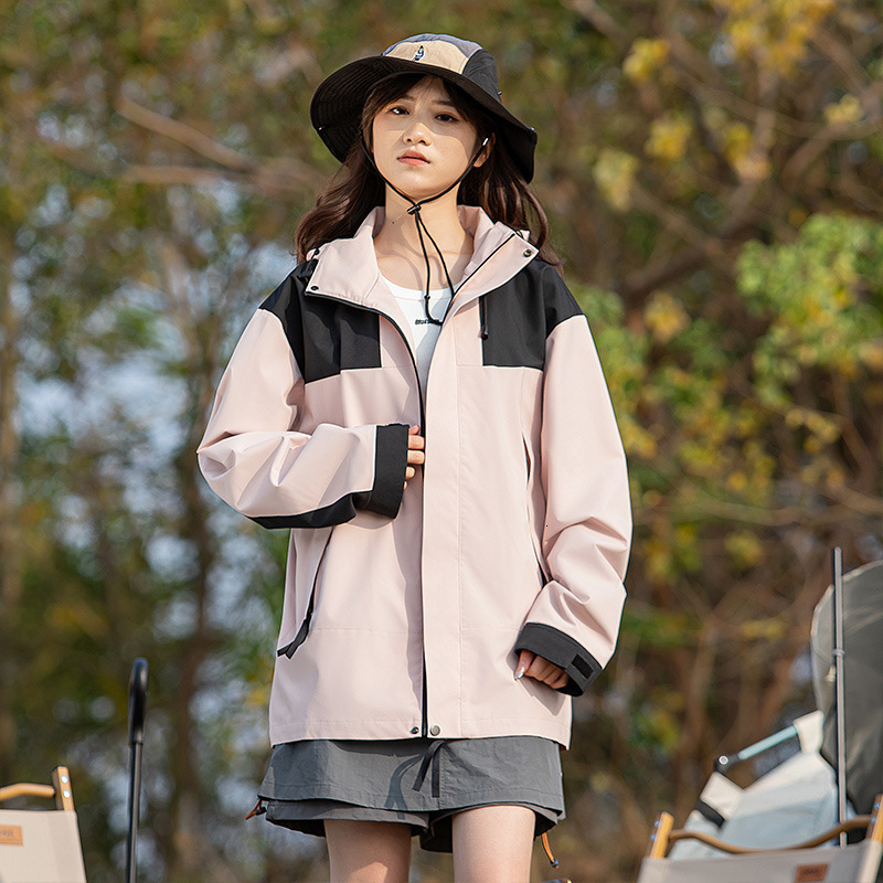 Ddmyoutdoor Spring New Couple S Color Blocked Jacket With Detachable Cap Waterproof And Windproof Suit Single Jacket Hiking Suit Jackets