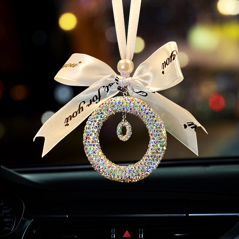 Car Charms Diamonds car interior accessories bow ribbon car carrier pendant ladies rear-view mirror pendant car creative decoration supplies