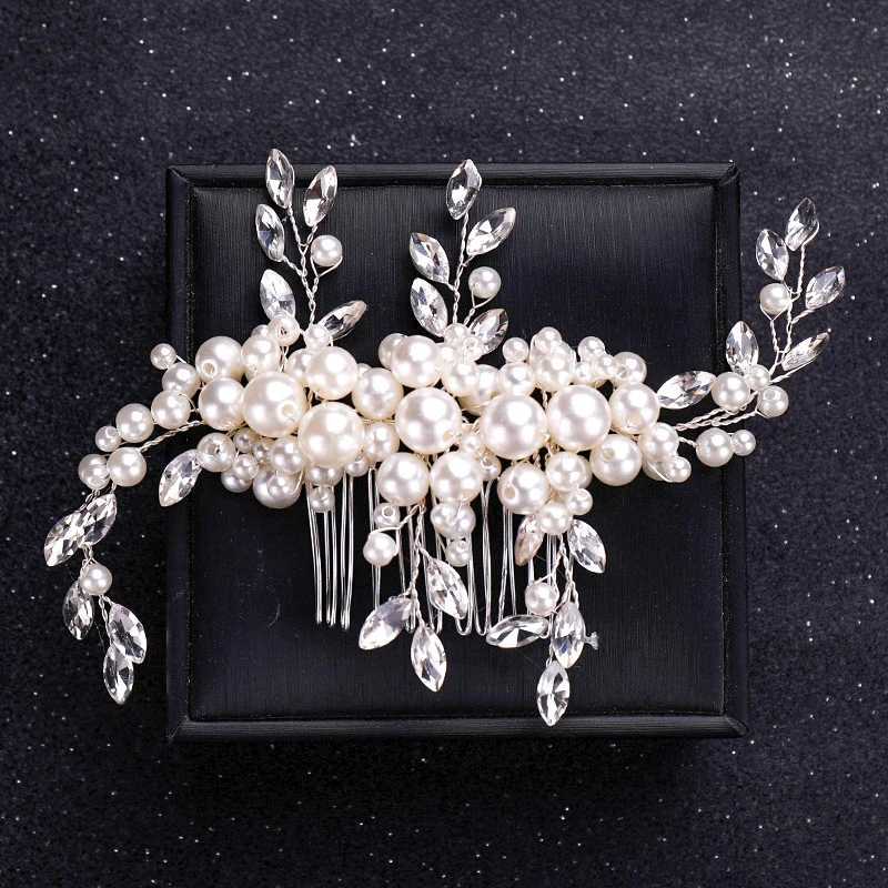 Silver Color Flower Pearl Crystal Wedding Hair Comb Hairpin Headband For Bride Women Wedding Hair Accessories Jewelry Tiara Gift Z250605