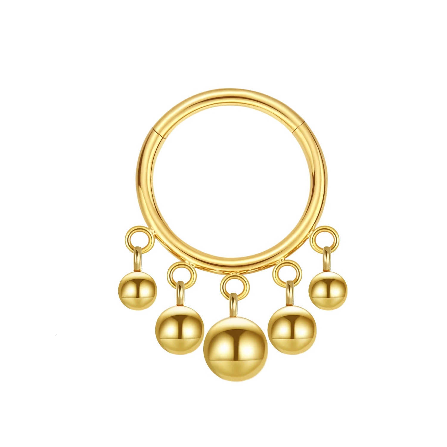 16G Septum Clicker Nose Rings Stainless Steel Hinged Beads Dangle Daith Helix Cartilage Earrings Piercing Jewelry 250605