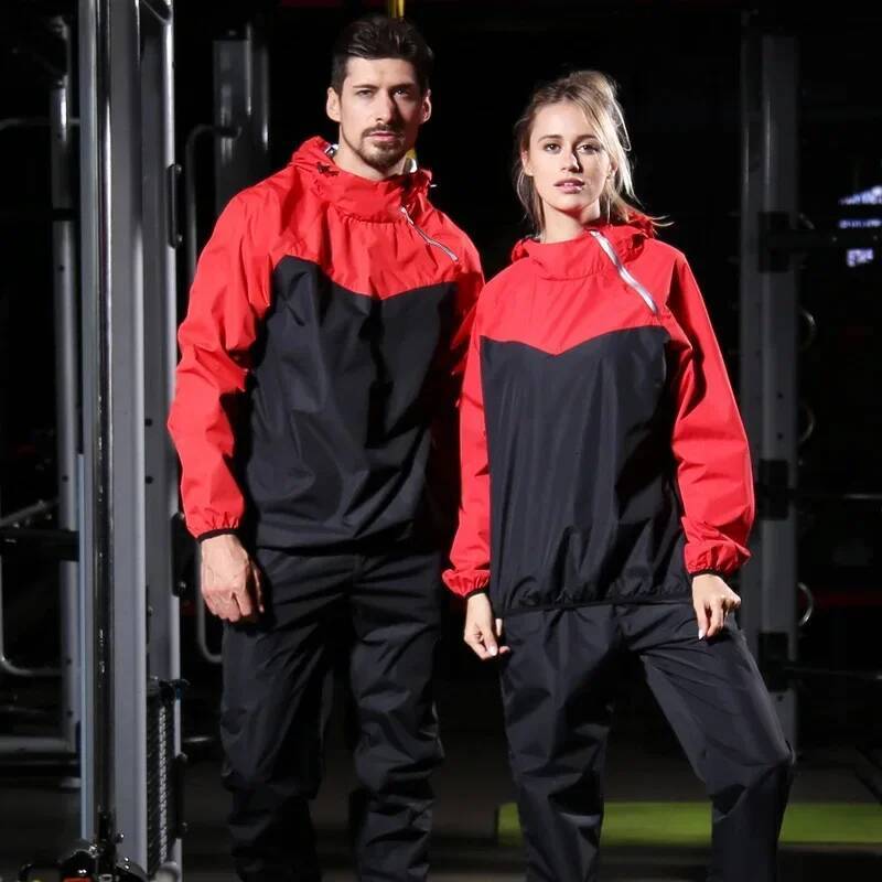 Ddmyoutdoor Summer Korean Sauna Men Women Gym Running Set Hoodies Sportswear Fiess Weight Loss Sweating Jogging Suit Size M XL Jogging Suit
