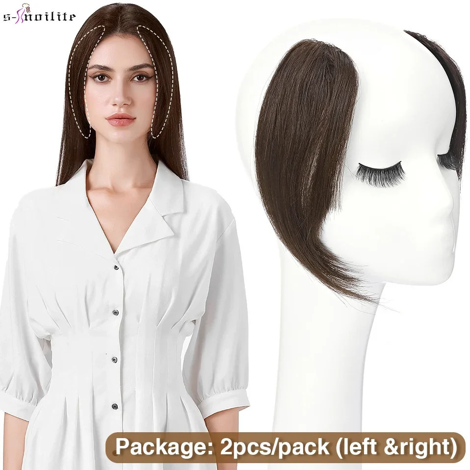 S-noilite Side Parting Bang 2pcs Natural Hair Bangs Human Hair Fringe Left Right Hair Extensions 16g Hairpiece Bangs With Clip 250529