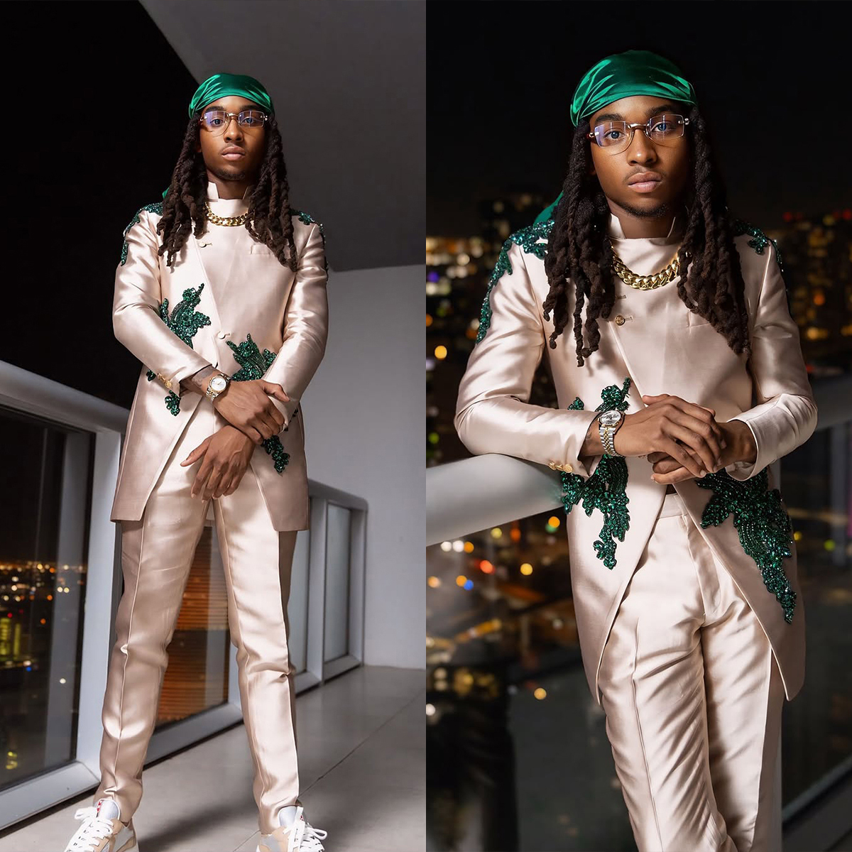 Unique Mens Suits Fit Slim Appliques 2 Pieces Set Party Prom Crystal Beading Blazer Customized One Button Evening Party Jacket+Pants Plus Size