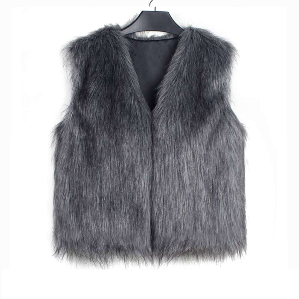 Women Faux Fur Waistcoat Fashion Winter Fuzzy Sleeveless Open Front Outwear Gilet Casual Short Vest Jacket Coat Y2K Streetwear