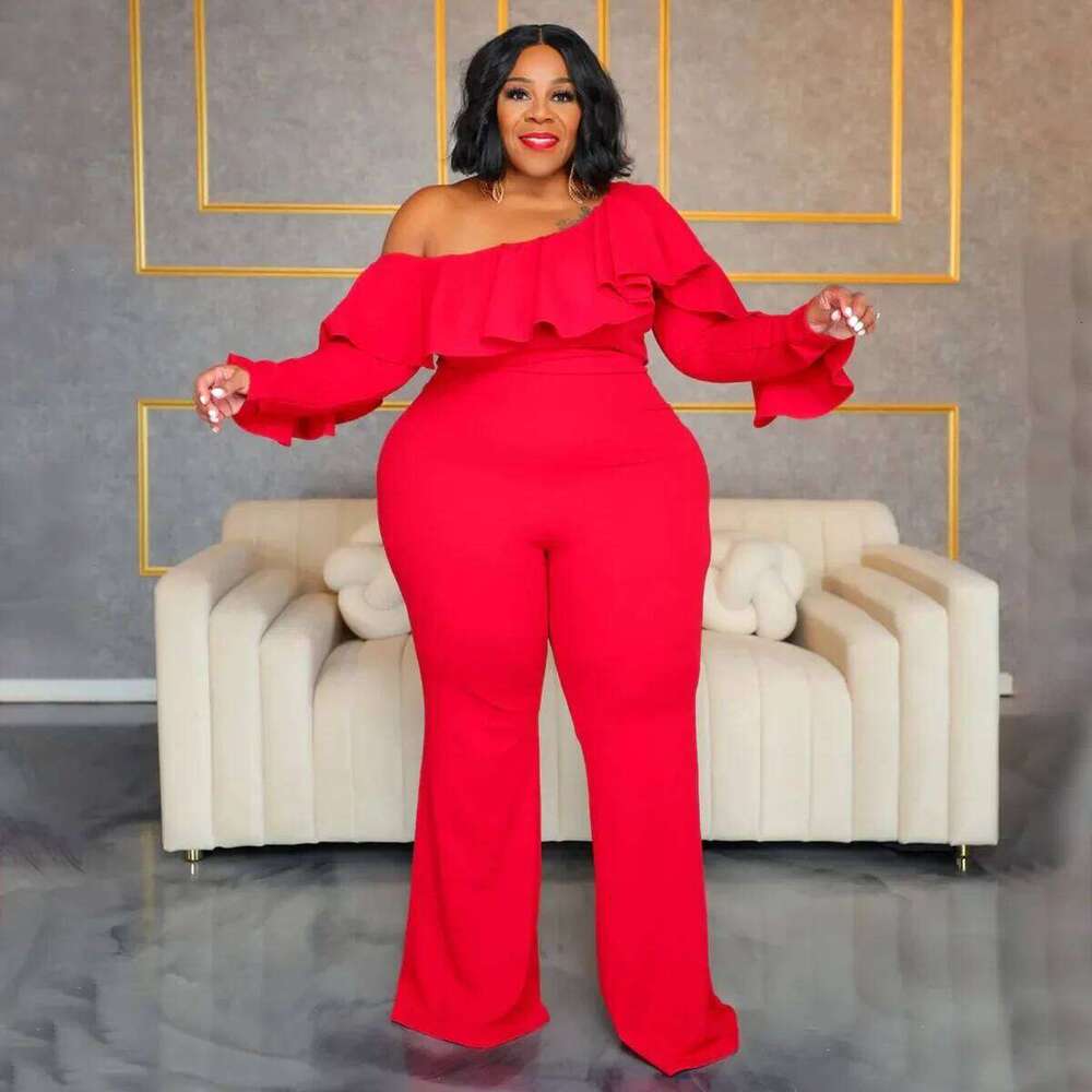 X6019 Plus Size Solid Color Women's Fashion Loose-Fit Cross-Border New Jumpsuit Without Straps Sexy Stylish Female Romper