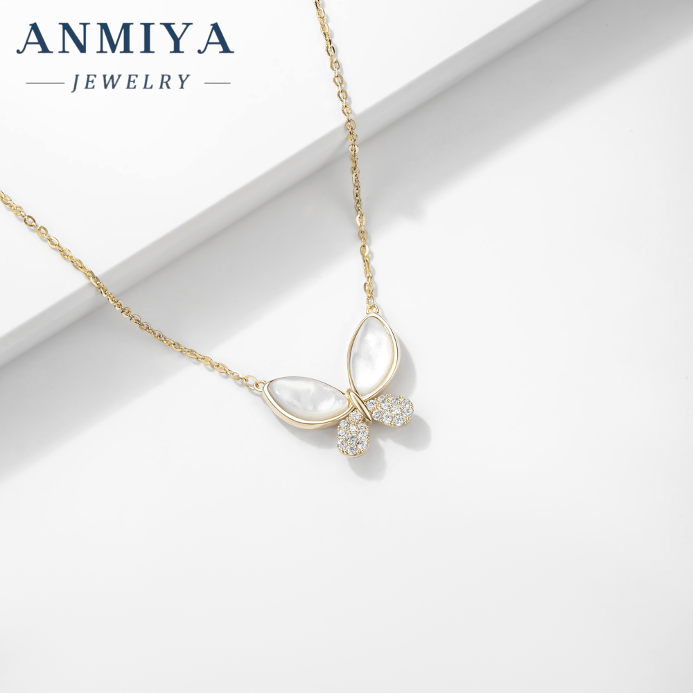 Wholesale Popular Necklace Jewelry Shell Pendant Zircon Sterling Silver Necklace for Women