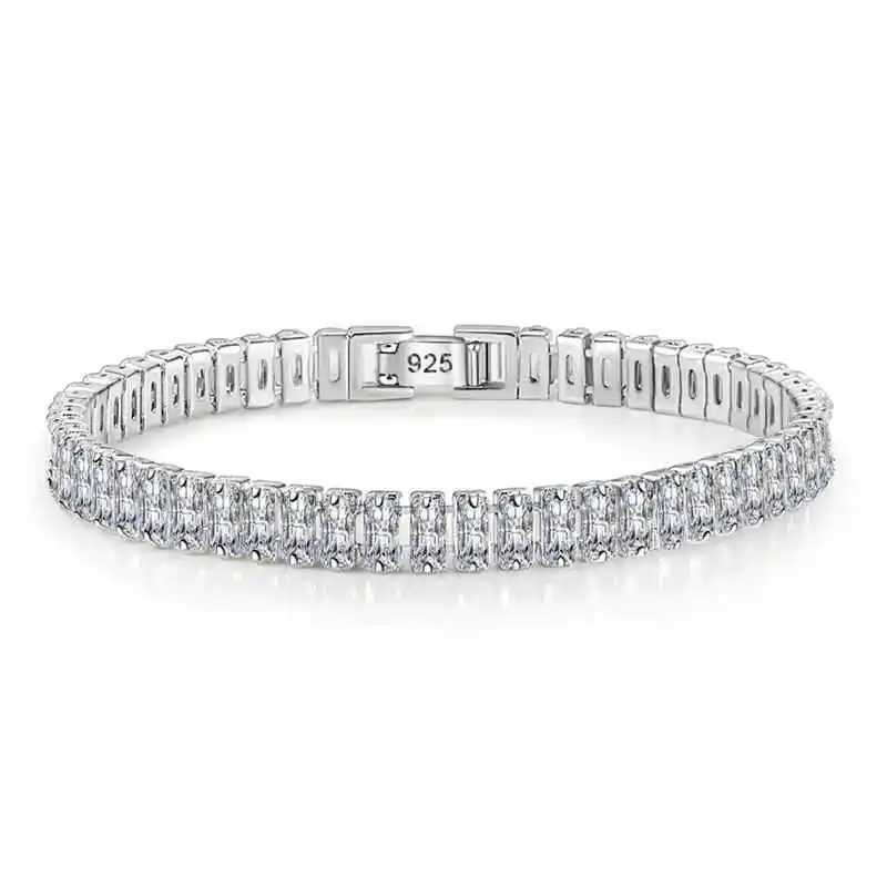2-6.5mm Real Moissanite Tennis Bracelet for Women Christmas Gift Platinum Plated 100% 925 Sterling Silver Wedding Jewelry W250606