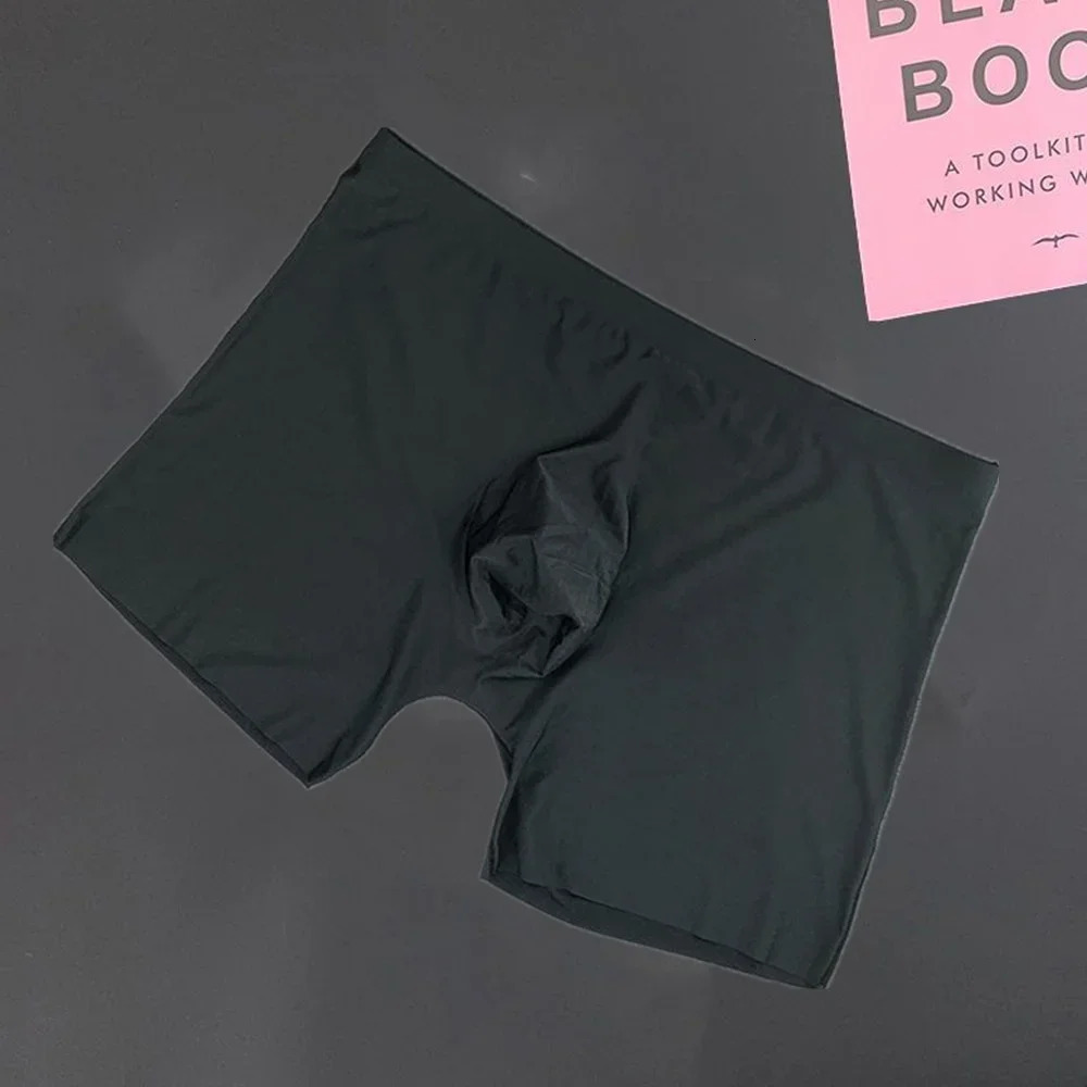 Plus Size Seamless Underwear Men Ice Silk Sexy Solid Male Panties Ultrathin Breathable Boxer Shorts LXXXL 250526