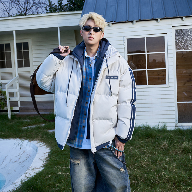 Ddmyoutdoor Men S Women S Thick Warm Cotton American Versatile And Fashionable Bread Jacket Striped Korean Loose Hooded Jacket Jackets