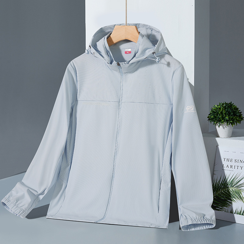 Ddmyoutdoor New Outdoor Sun Protection Clothing For Men Made Of Raw Silk And Ice Silk Women Standing Collar Detachable Hat Outerwear Sports Jogging Su