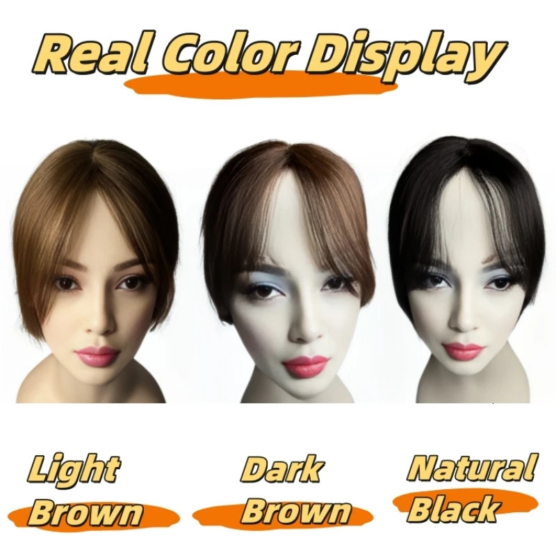 Satifresion 100% Human Hair Clip in Bangs for Women Hair Thinning 3D Natural Curved Wispy Side Bangs Fake Fringe Easy to Wear 250529