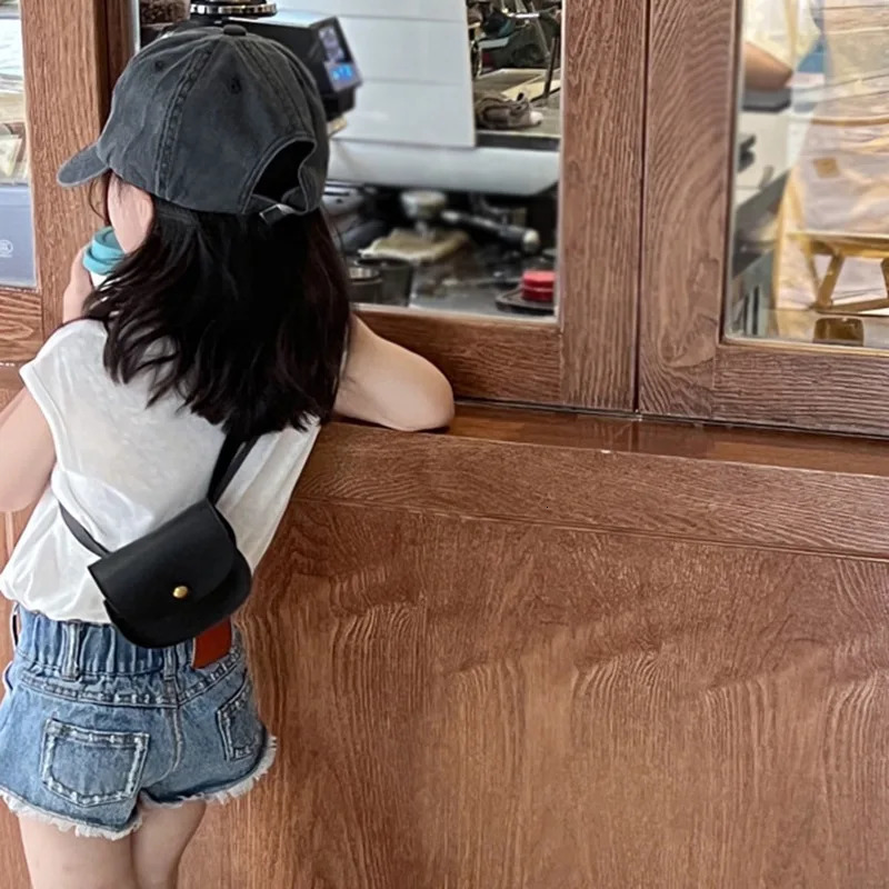 Kids Bags Fashion Solid Color PU Crossbody For Girls Korean Casual Shoulder Bag Summer Soft Childrens 38Y 250605