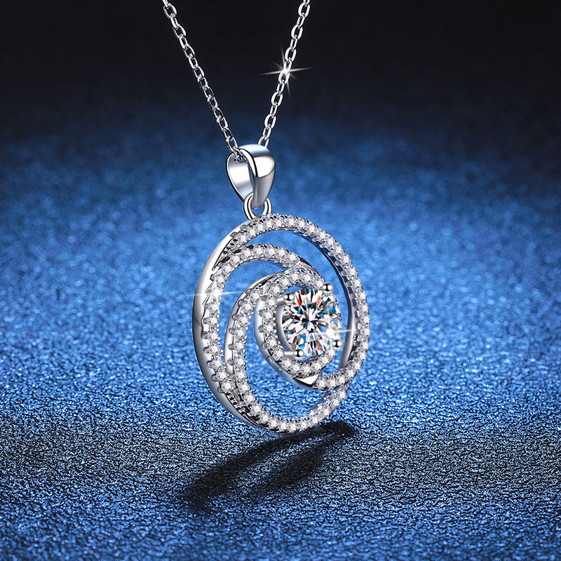 S925 Sterling Silver Moissanite Pendant Necklace with Full Diamond D Color Moissanite, Elegant Windmill Design for Women, Luxury Jewelry Gift