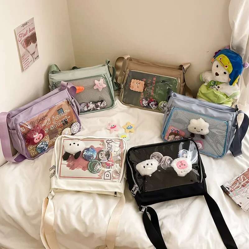 Richme Subculture Women Ita Bags Casual Daily Commute Students Crossbody Shoulder Bag Haruku Dopamine Transparent Bolso Mujer