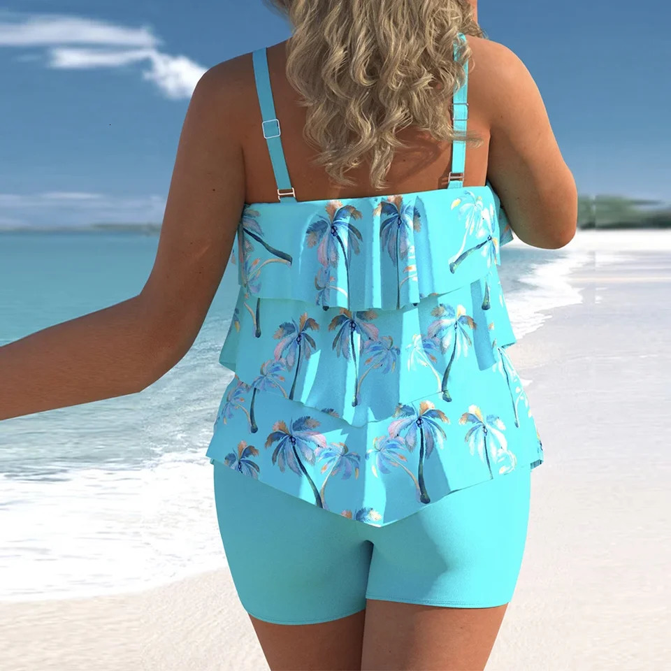 2024 Womens Swimwear Plus Size Tankini Swimsuit Colorful Printing Female Sexy Beach Bathing Suit 250603