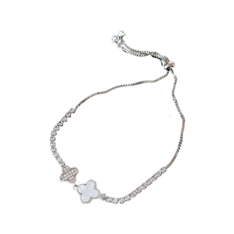 Luxury jewelry designer bracelet 4-leaf clover Zircon Rhombus Flower Adjustable Korean Style Niche Design Sense Bracelet Ins Simple Elegant Hand Jewel