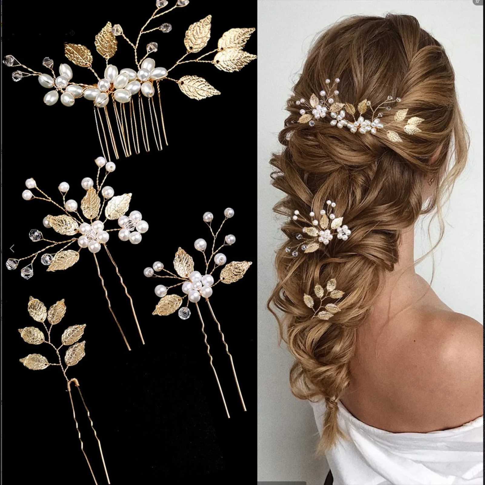 Pearl Flower Hairpin Side Comb Sets Wedding Hair AccESSories ShAPed Tiaras Bride Insert Hair Clip Jewelry Fashion HeaDWear Z250605