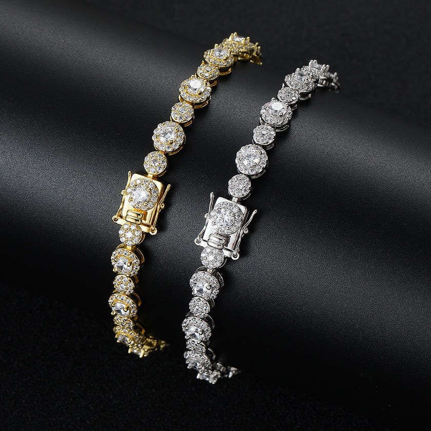 New In 5-7mm Sparkly Diamond Tennis Bracelets For Men And Women Mixed Round Bling Cz Stones Cubic Zircon Bangle Bracelet Chainla Pulseiras Bijoux Hip Hop Rapper Gift