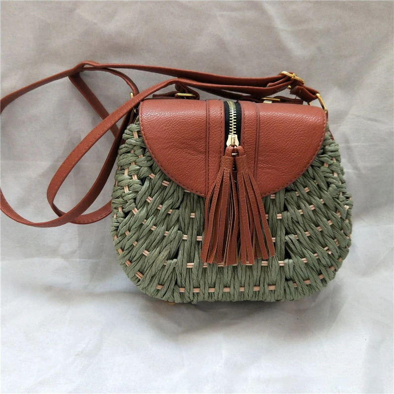 Small Fresh Crossbody Straw Bag Beach Vacation Leisure Shoulder Womens Woven Bag 250605