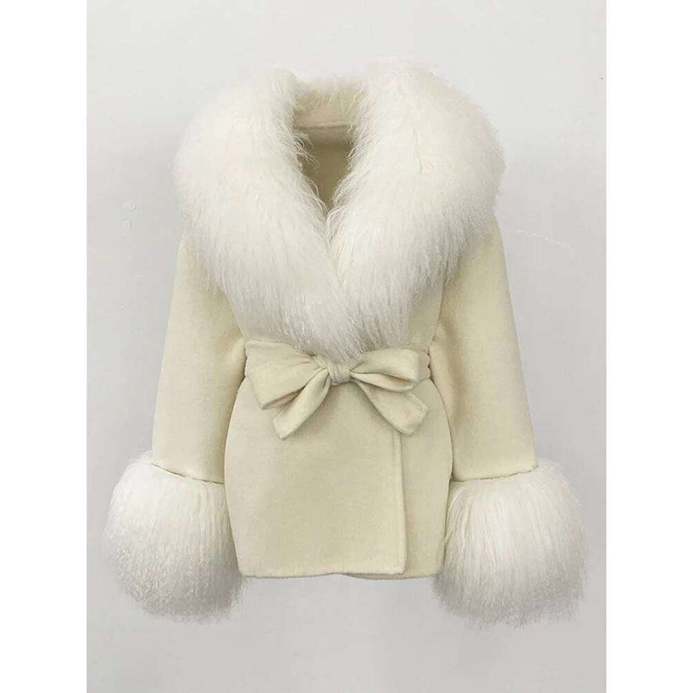 OFTBUY 2025 Winter Clothing Women Wool Clothes Lady Fashion Real Cuffs Coat Natural Mongolia Sheep Fur Woolen Jacket Female