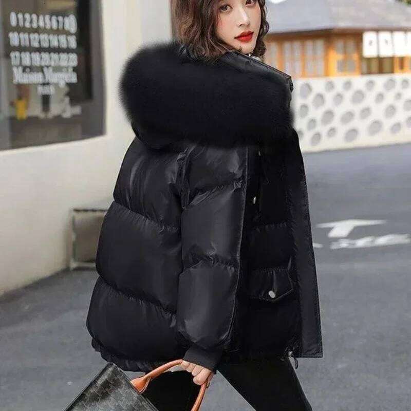 New White padded Jacket Female Authentic Short Fashion Foreign Air Loose Bright Face Wash Thick Bread Suit Winter Coats Women