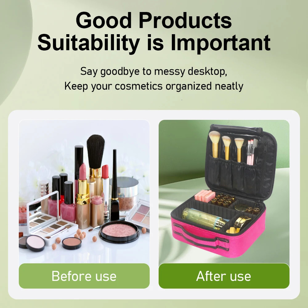 GLADCASE Portable Cosmetic Storage Bag Makeup Beauty Brush Organizer with Adjustable Dividers Travel Washing for artist 250605