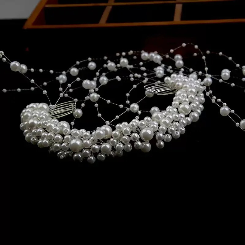 1 elegant artificial pearl hair comb with exquisite bead tassel for brides wedding dress headwear 250529