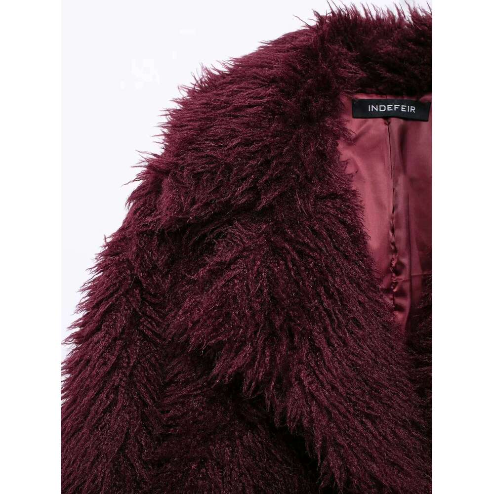 TRAFZA-Women Stylish Fur-Effect Lapel Shaggy Faux Fur Bury New 2025 Fall Winter Fashion Elegant Vintage Coat