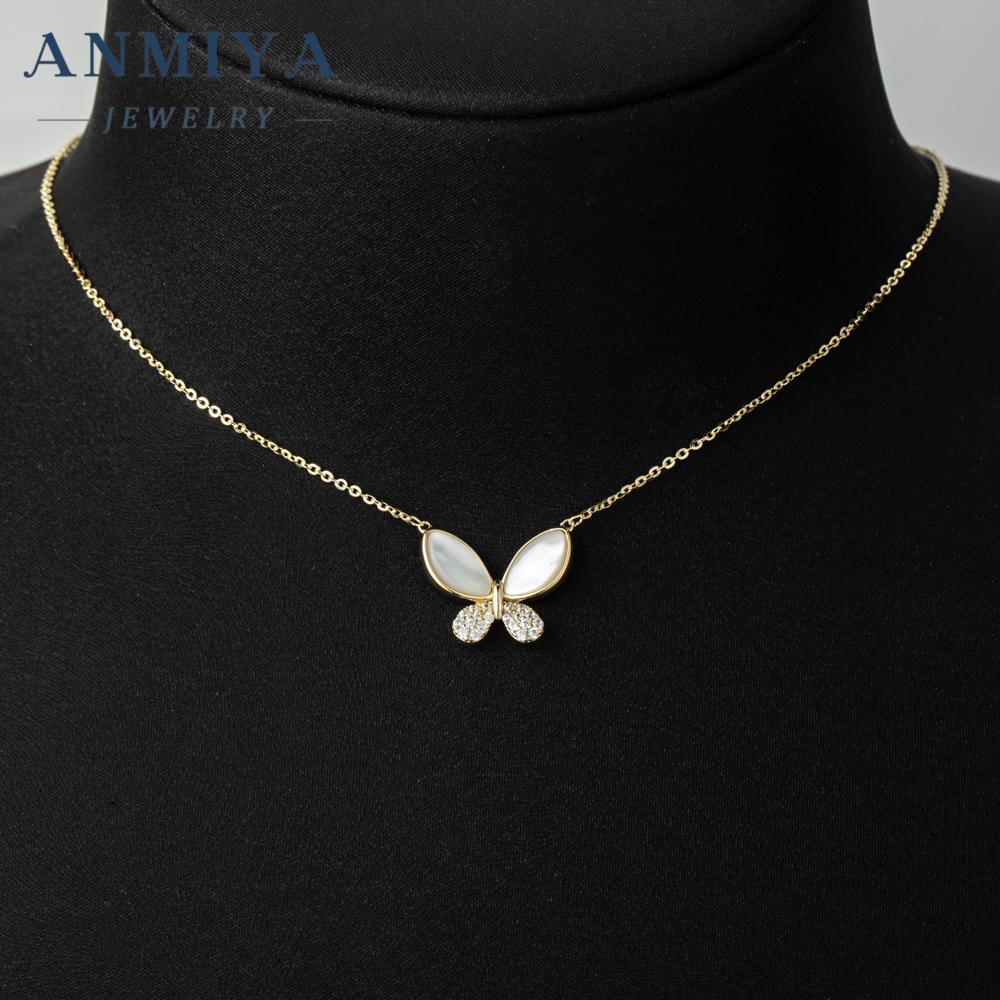 Wholesale Popular Necklace Jewelry Shell Pendant Zircon Sterling Silver Necklace for Women