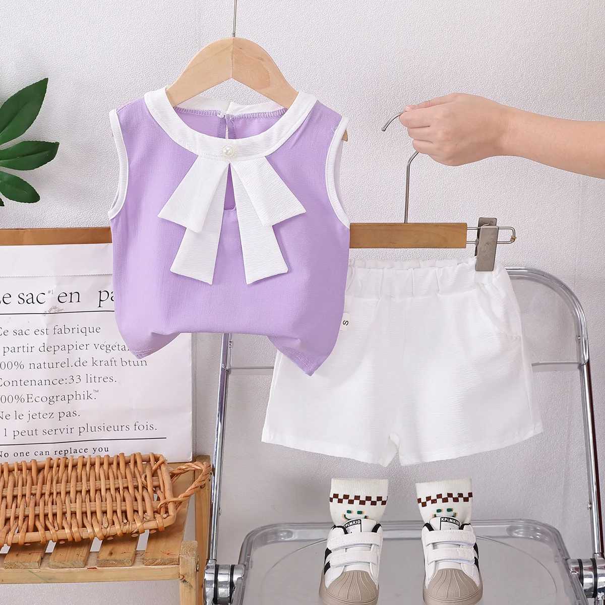 New Summer Baby Girls Clothes Children Sleeveless Vest Shorts 2Pcs/Sets Toddler Clothing Infant Fashion Costume Kids Tracksuits R250606